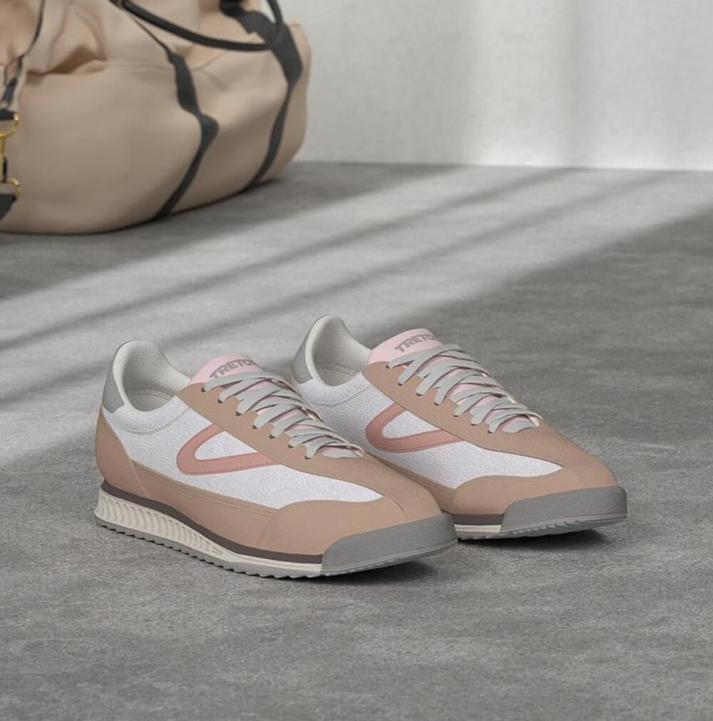 Tretorn 'Rawlins' Women's Size 7 Pink White Lace Up Round T Toe Sneaker